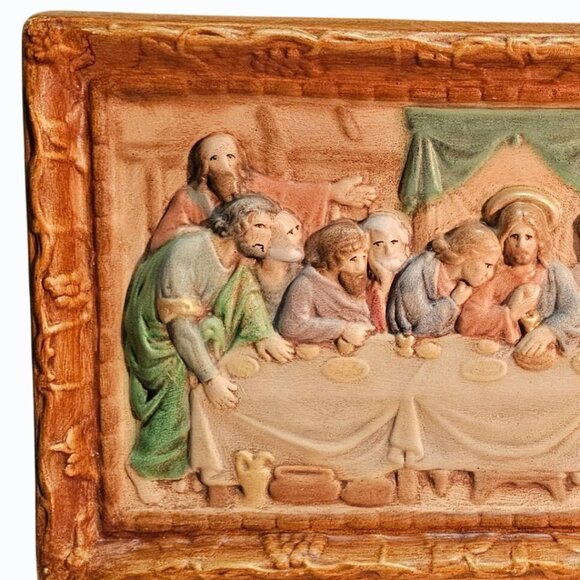 Vintage Last Supper Holland Mold 3D Jesus Religious Christian Wall Plaque - Picture 6 of 11